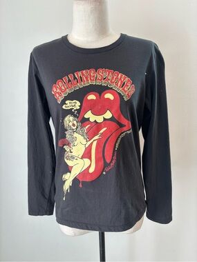 Women’s designer Rolling Stones Black Long Sleeve Shirt